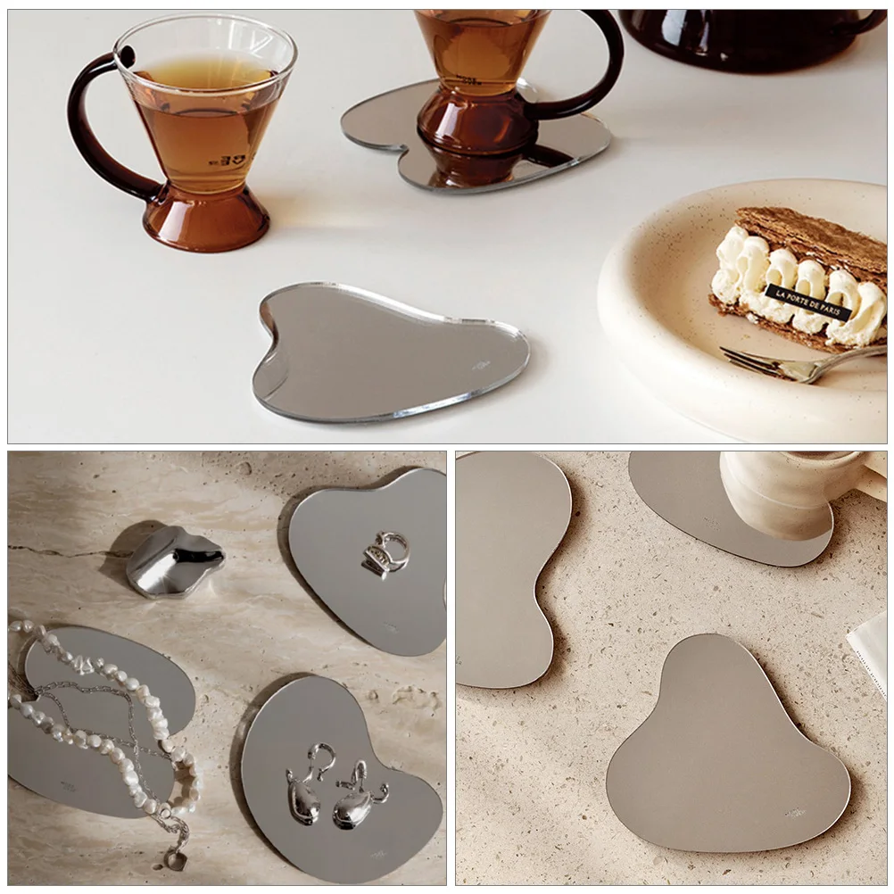 

3pcs Mirror Coaster Cup Mat Acrylic Anti Skid Wear Resistant Coffee Kitchen Decor Simple Thermal Mat Housewarming Gift