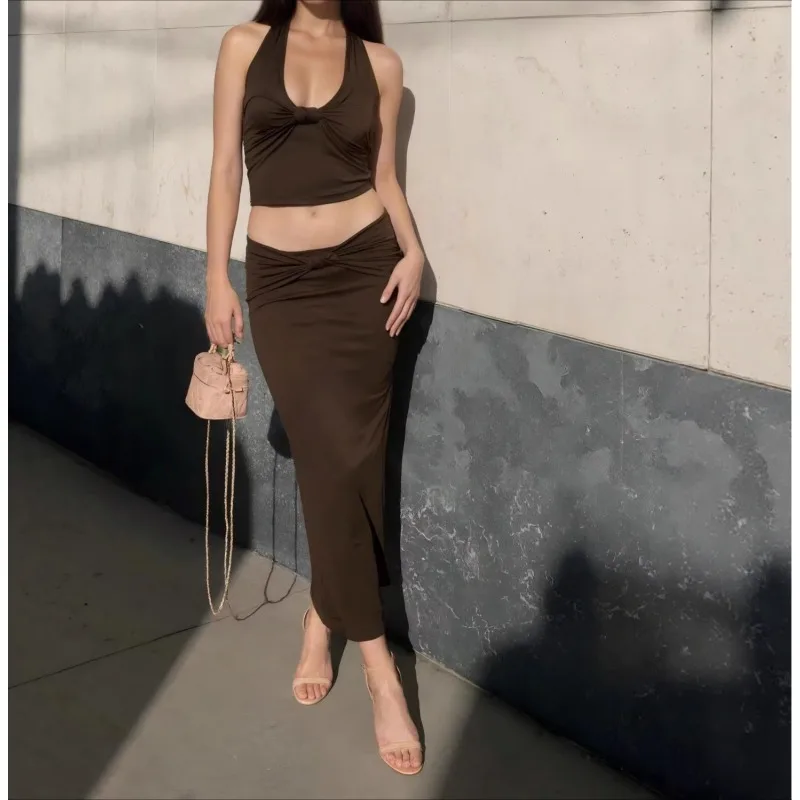 

Women's Clothing 2026 Spring and Summer New Net Color Sleeveless Vest Pleated Skirt Suit Women