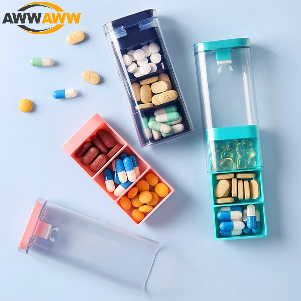 

1PCS 3 Compartment Pill Box, Travel Pill Organizer for Pocket Purse, Daily Portable Medicine Vitamin Box, Fish Oil Box