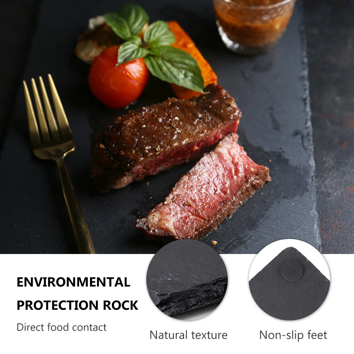 

1 шт. 25-сантиметровая квадратная тарелка из натурального черного камня для подачи стейков, суши, кексов, для вечеринок, свадеб, банкетов, десертов