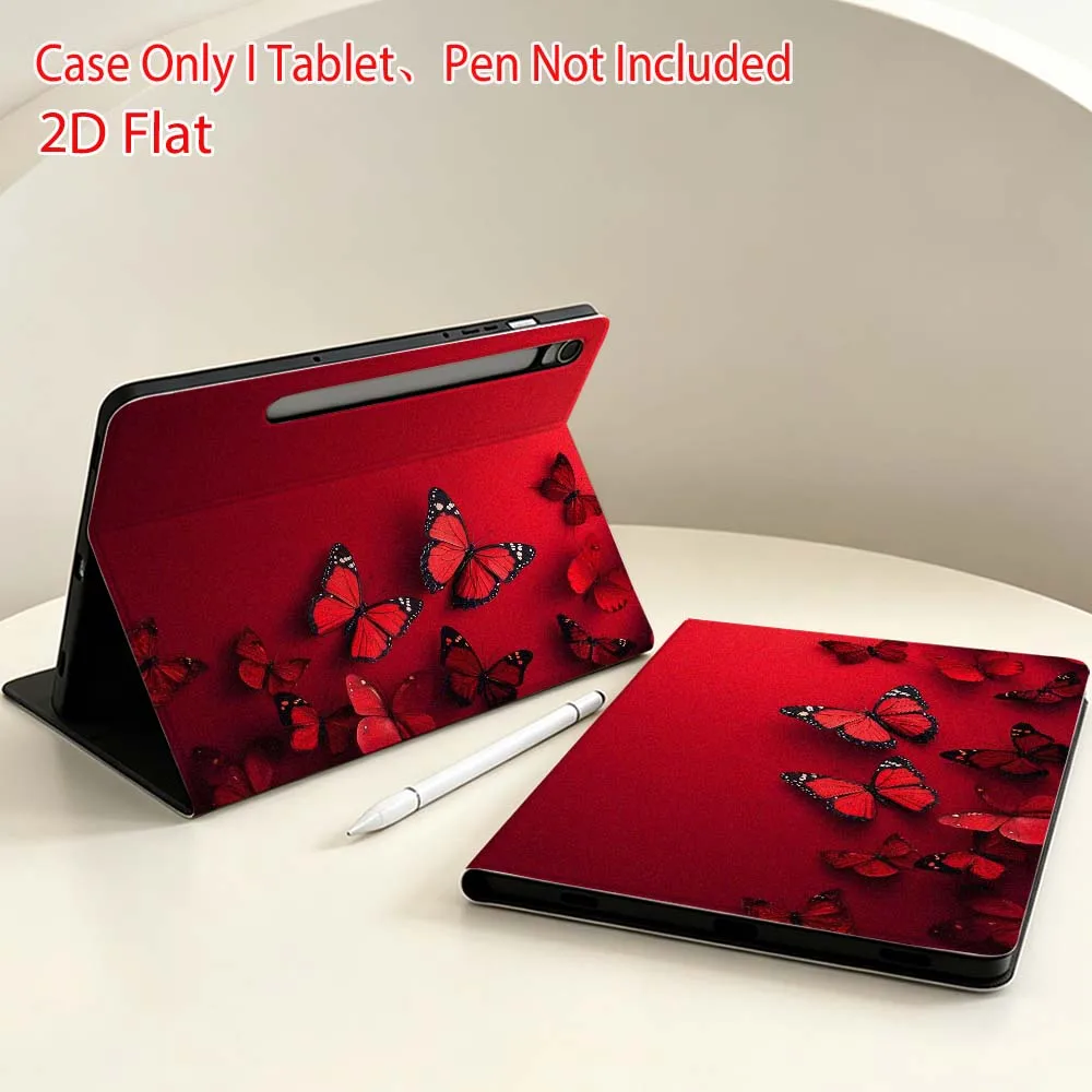 Red butterfly pattern Soft For Samsung Galaxy Tab S11 S10 S9 S8 S7 S6 A9 A8 A11 Lite FE Plus Pen Tray Tablet Case
