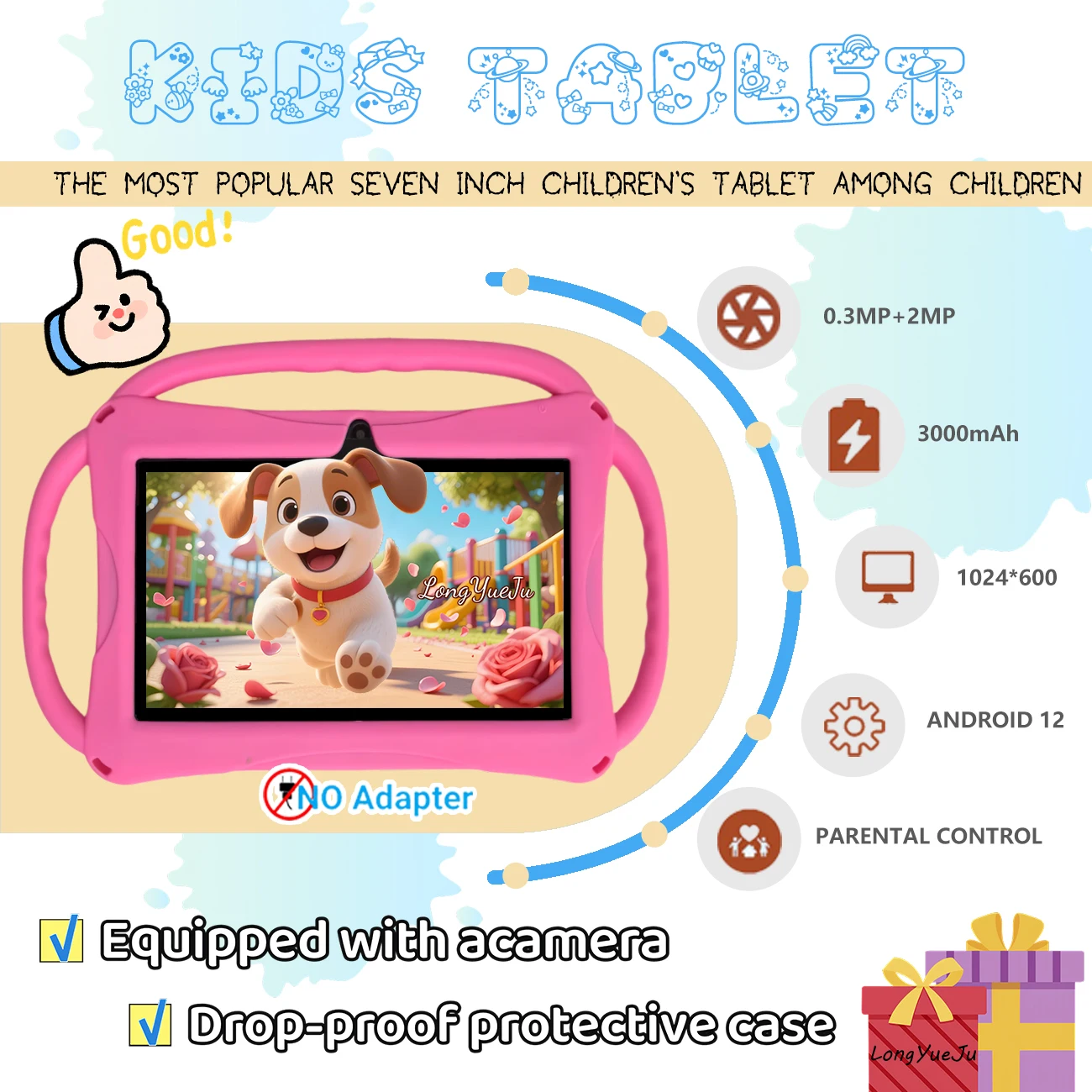 Kerstmis en Halloween 7-inch Android-educatieve tablet voor kinderen met ouderlijk controle |   Ultiem leercadeau voor vakanties