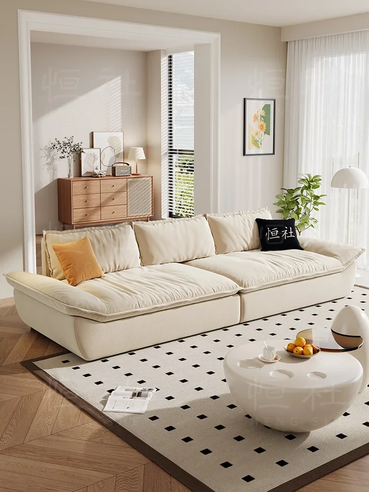 Galleon sofa living room small apartment super deep sitting wide straight row Italian cream wind single double fabric