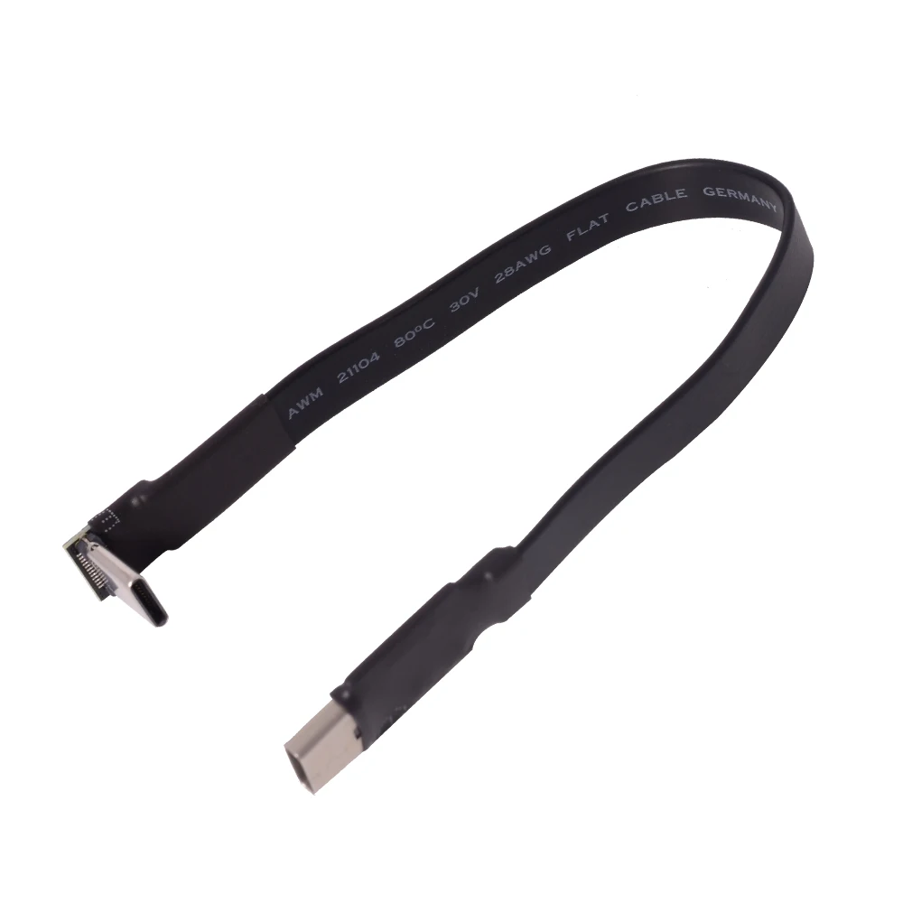 ADT geschirmtes USB 3.1-Flachdatenkabel, flexible Soft-Row-Verlängerung, Typ-C-Stecker auf Typ-C, dünn, kurz, Gen2x1, 10 g, T2/3-T2-5