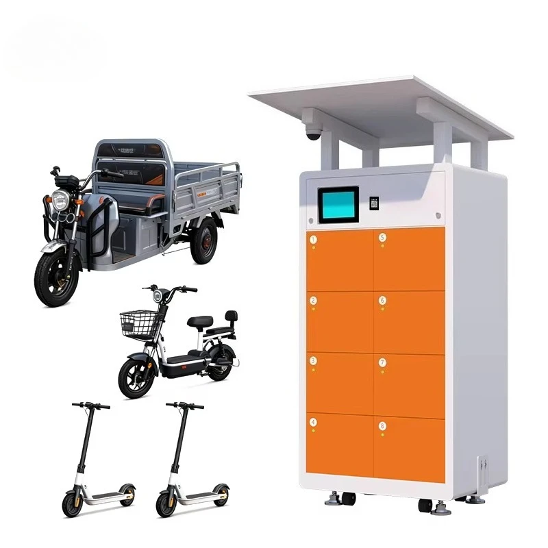 Customize 8 Slots Battery Swapping Cabinet for Outdoor Electric Bikes Scooters Charging & Power Station Function with Canopy