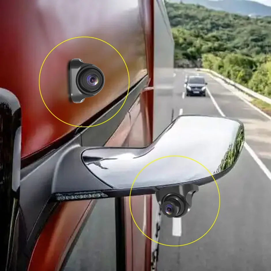 7 Inch 2 CH Blind Spot BSD Alarm Truck Bus RV Onboard DVR Video Recorder Monitor with AHD1080P Parking Backup Rear Cameras