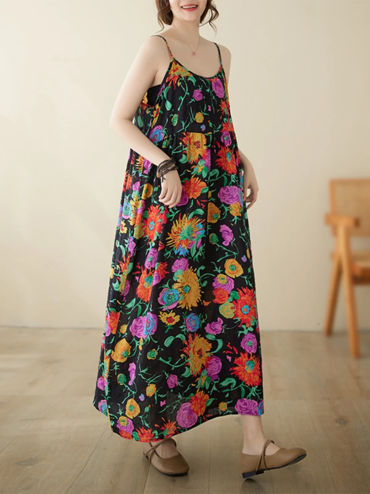 

Plus Size Summer New Sle Sweet A-Line Dr Lady Loose Tube Top Strapl Overhead Svel Women High Waist Cotton Printed Commute