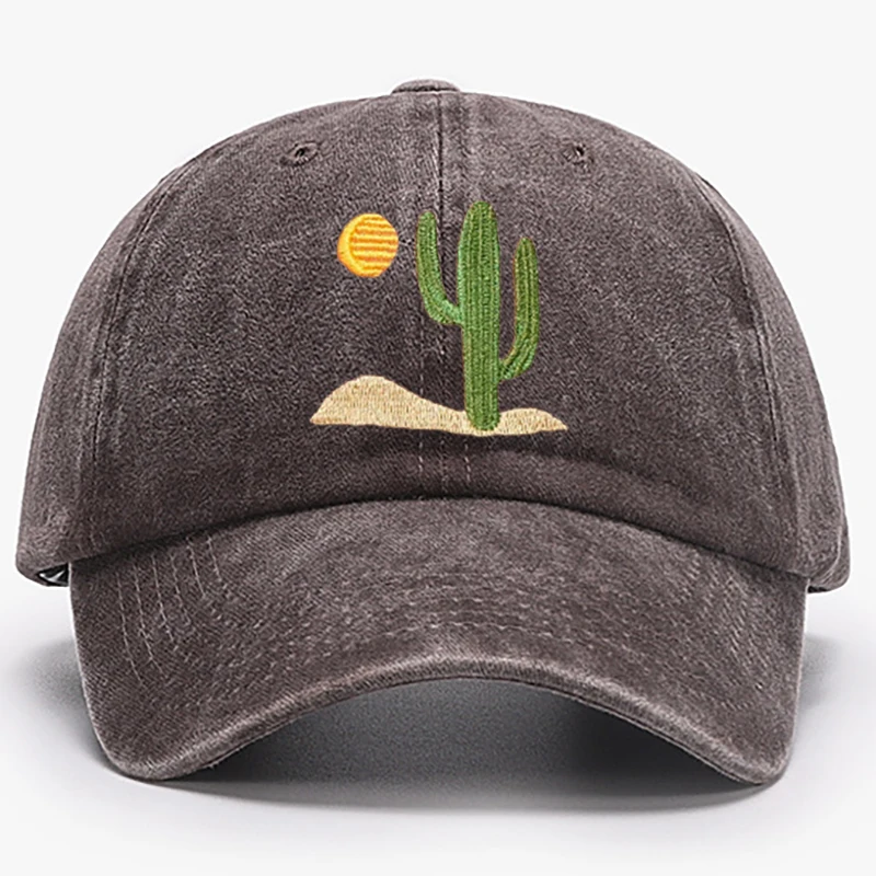 Cactus Embroidered Cap Summer Cotton Trucker Hat Desert Baseball Cap Vintage Dad Hat  Adjustable