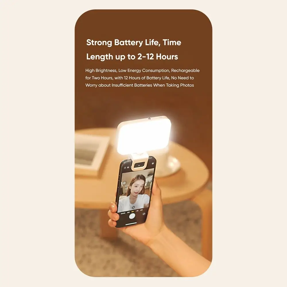 Rechargeable Fill Lamp 3 Light Modes Adjustable Brightness Selfie Light Clip-on Photography LED Lights Cell Phone Tablet Laptop