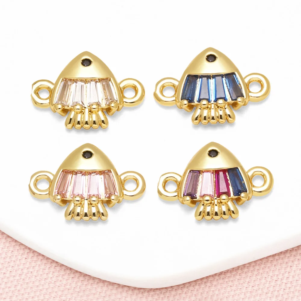 OCESRIO Multicolor Crystal Jellyfish Charms for Bracelet Copper Gold Plated Keychain Purse Charm Jewelry Making Supplies chma477