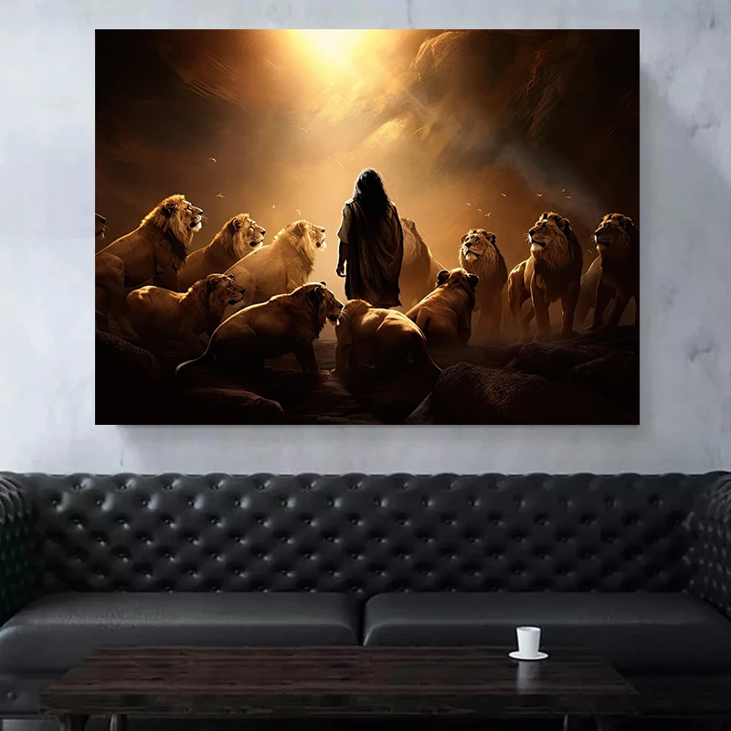 Jesus Bible Lion Poster The Cross Birth of Jesus Canvas Painting Print Wall Art Picture for Living Room Home Decor Cuadros