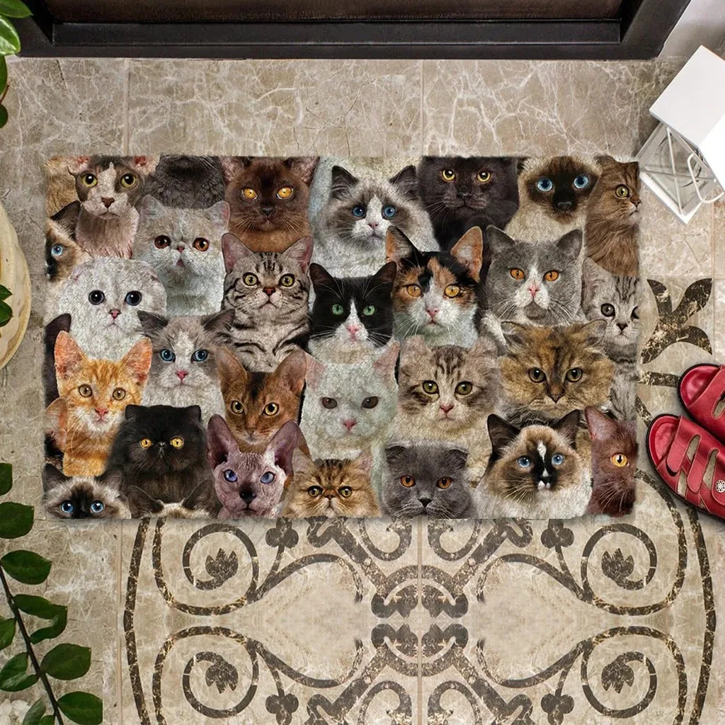 Abyssinian Cats/Bengal Cats/Birman Cats/British Shorthair Cats Doormat 3D Printed Indoor Outdoor Doormat Non-slip love cat gift