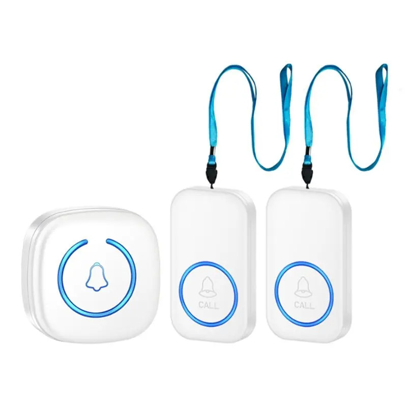 B29C-Emergency Call Button Wireless Lanyard Pager SOS System For Kids Elderly US Plug White