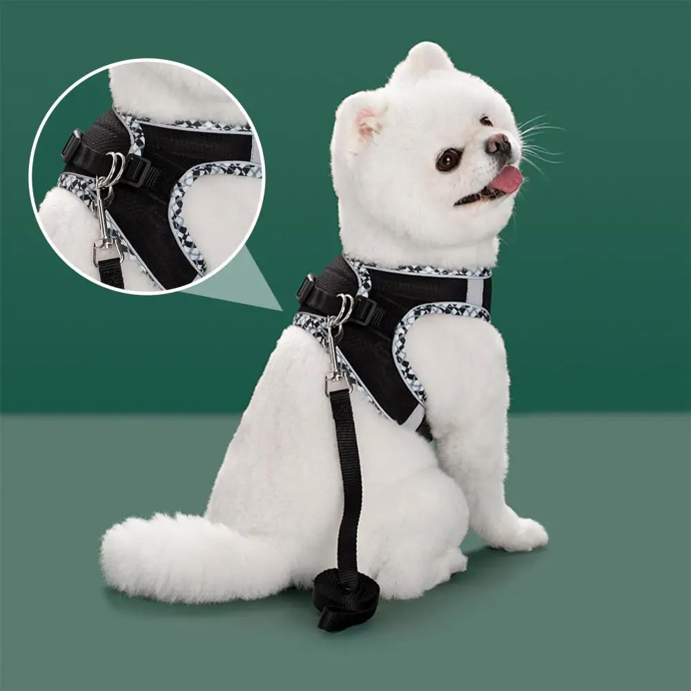 Quick Release Dog Harness Reflective Night Dog Leash Breathable Jacquard Mesh Pet Lead Easy Wear Outdoor Activity for Dogs
