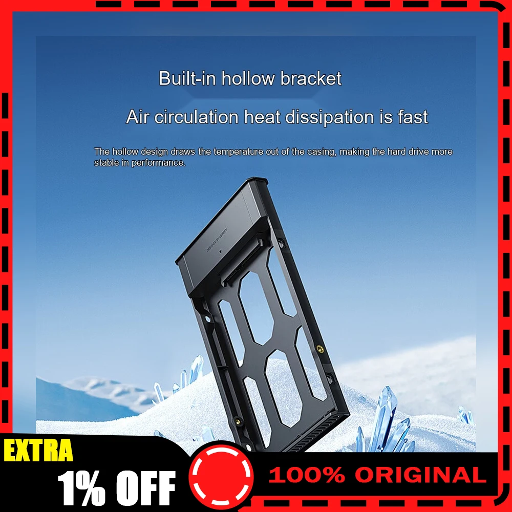 UGREEN 90617 CM587 Aluminum 2.5 Inch SATA HDD Enclosure USB 3.0 5Gbps External SSD Hard Drive Case
