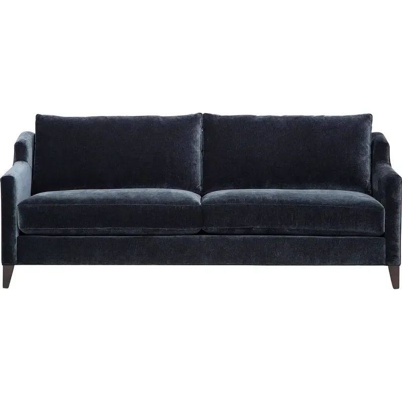 Nordic Modern Dark Blue Chenille Fabric Double Triple Sofa for Hotel Cafe Living Room Furniture