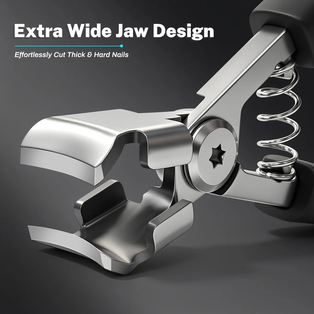 Extra Wide Jaw Nail Clipper Stainless Steel Thick Hard Nail Cutter Spring Assist Anti-slip Handle Manicure Pedicure Tool