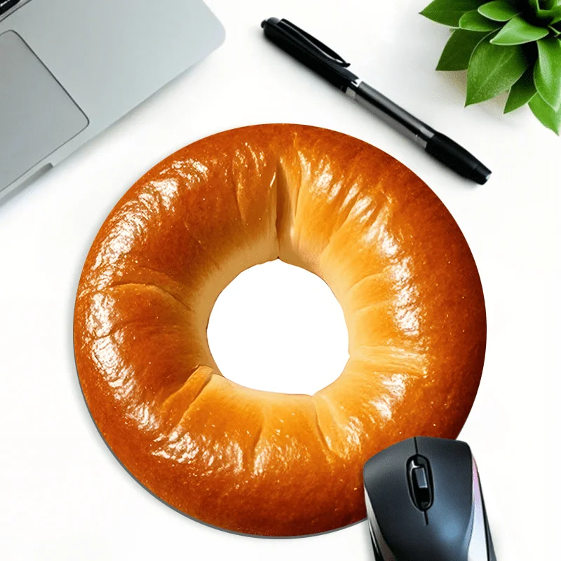 

Bagel Bread pattern Circle small mouse pad desk pad rubber anti-slip edge locking laptop office mat pc accessories gaming mats