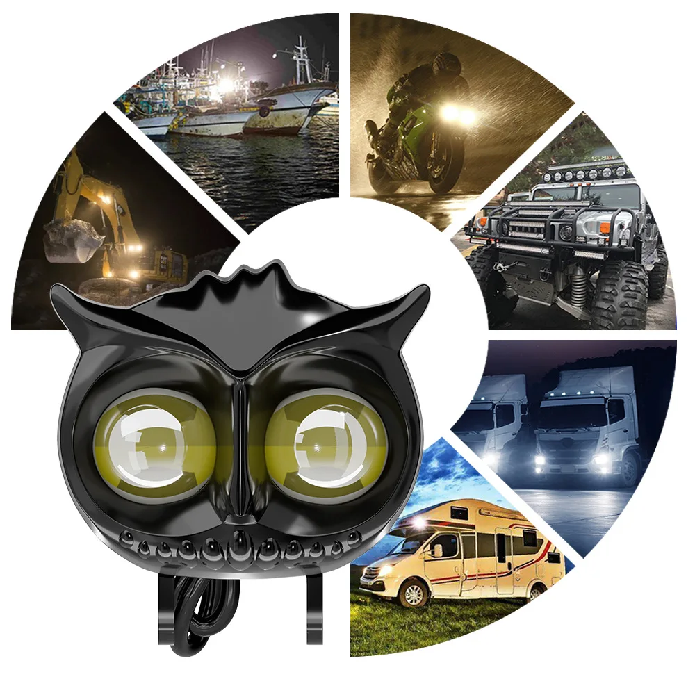 Motorcycle lights car led bi-color spotlight owl far and near light all-in-one electric car headlight