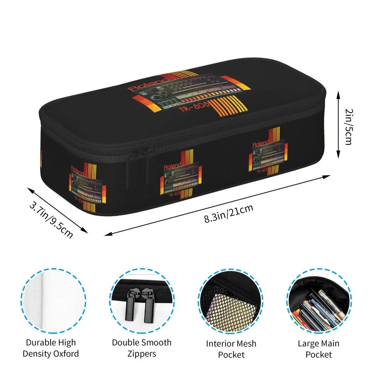 Roland Tr-808 Drum Machine Model Pencil Case for Studen Gifts Pen Box Pencil Bag Stationery Supplies Pen Holder Bag