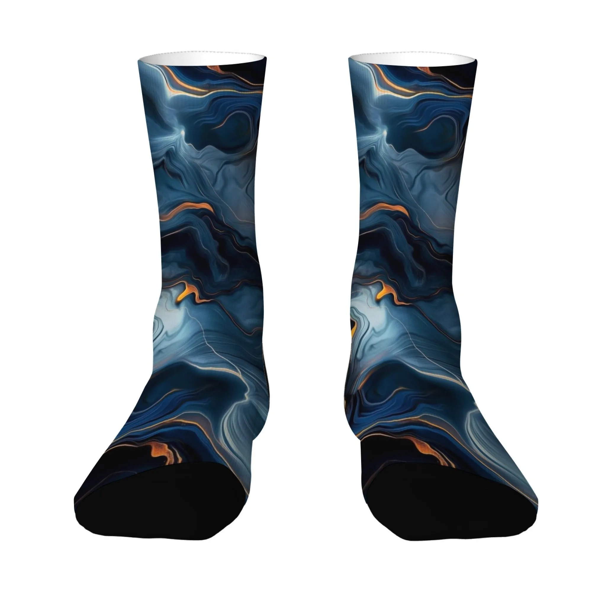 Abstrakcyjne skarpetki z motywem fluid art, psychodeliczne, kolorowe, wzór marmuru, unikalne, artystyczne, nowatorskie skarpetki, miękkie, wygodne, unisex.