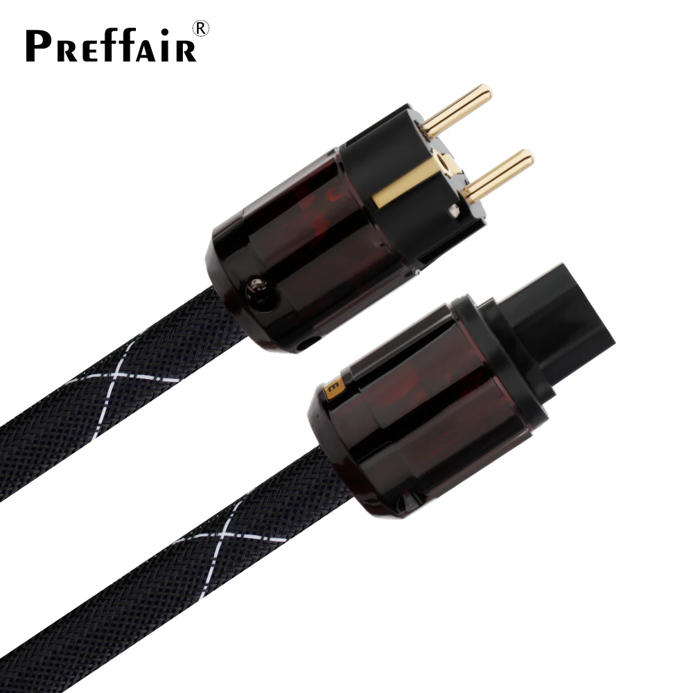 Preffair D516 Copper Conductor Power Cord Cable, Audiophile Power Cord Cable with Gold Plated 079 EU Plug and IEC Connectors
