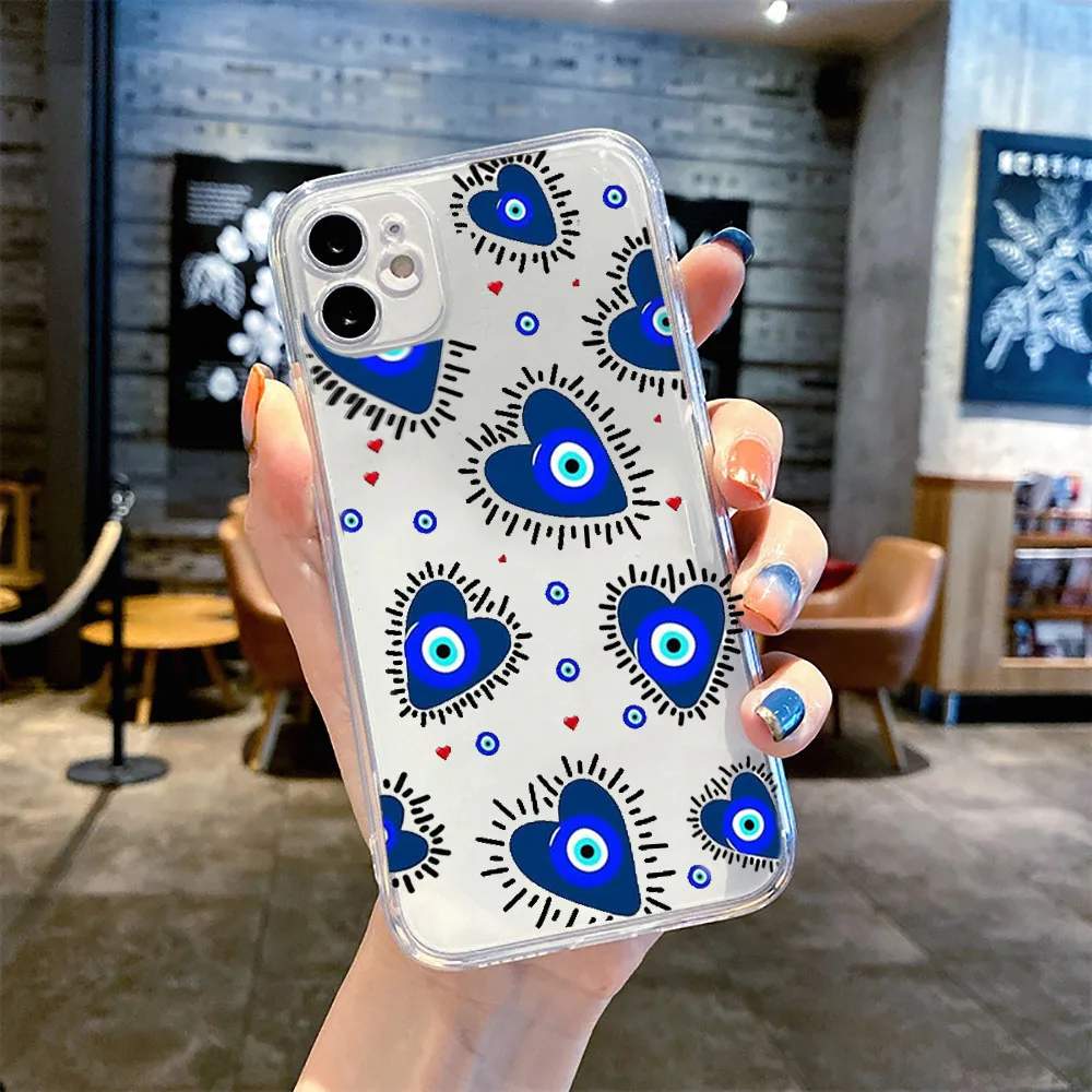 Lucky Eye Blue Evil Eye Print Phone Case For iPhone 12 13 Pro Max Mini 11 Pro XR X XS MAX 7 8 Plus Cover Clear Shockproof Fundas Lucky Eye Blue Evil Eye Print Phone Case For iPhone 12 13 Pro Max Mini 11 Pro XR X XS MAX 7 8 Plus Cover Clear Shockproof Fundas