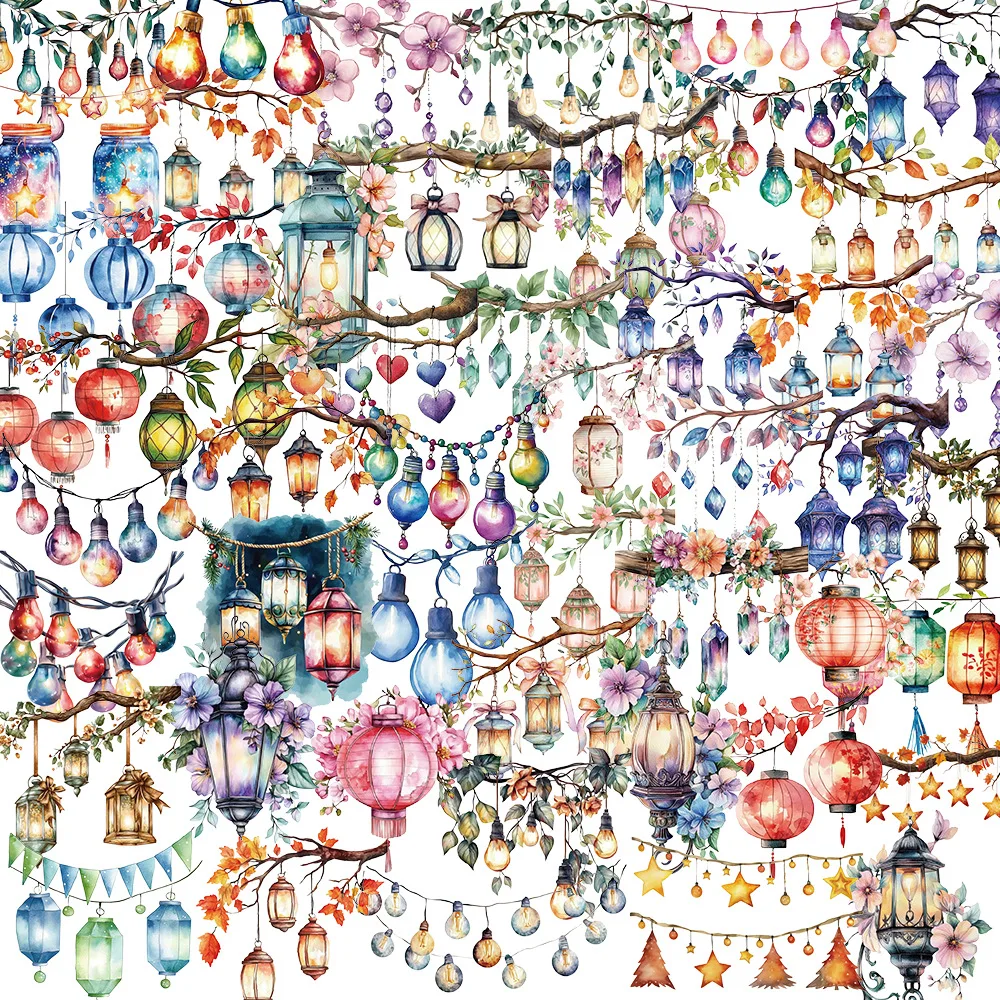 10/50PCS Color Lantern Graffiti Stickers Chinese Style Cartoon Decoration DIY Laptop Phone Guitar Bike Transparent Decals Toys