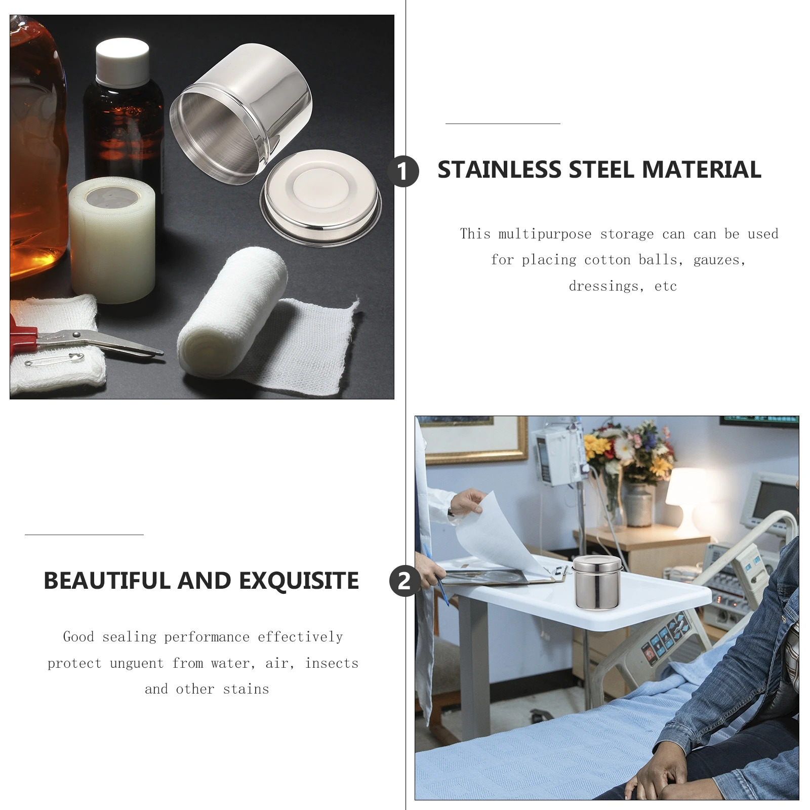 

Dressing Ointment Jar Stainless Steel Oil Bracket Urn Storage Apothecary Silver Small Medicine Bottle Gauze