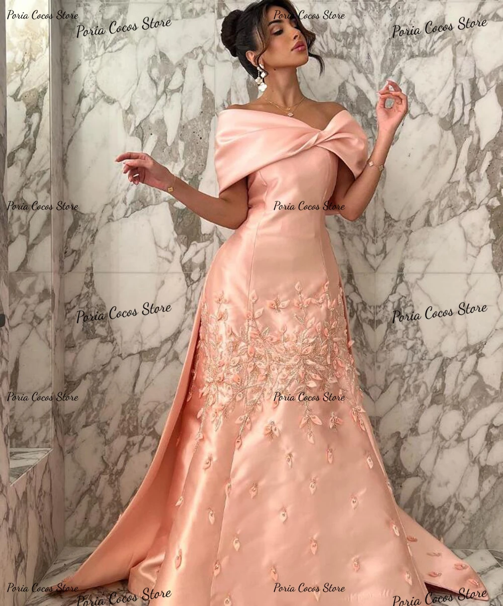 Customized Exquisite Off Shoulder Prom Gown A-line Satin V Neck Evening Party Dresses Sexy Backless Banquet Dress فساتين السهرة