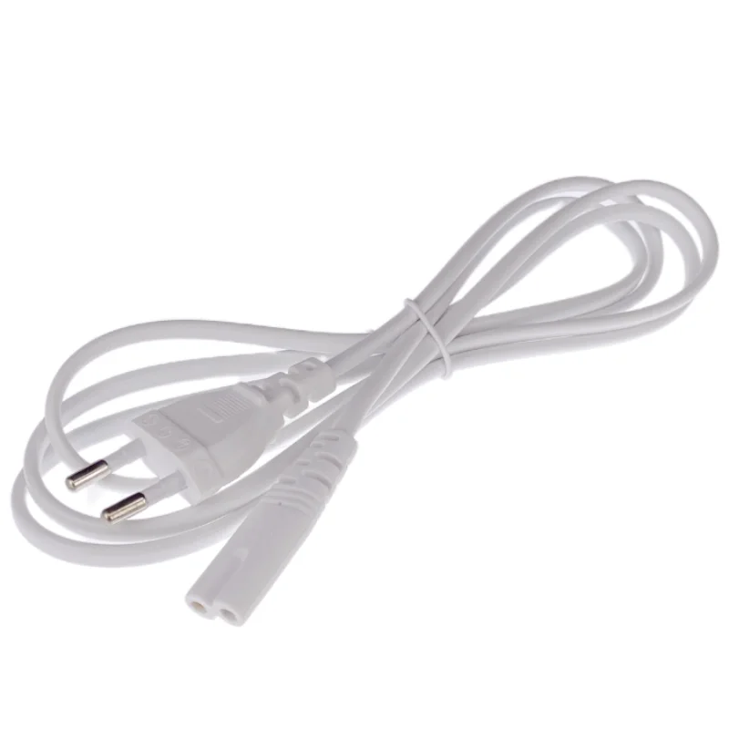 Cable de extensión de enchufe blanco de 2p, fuente de alimentación de lámpara, Cable de alimentación de figura europea 8 para iluminación Led, cargador USB de 1,5 m
