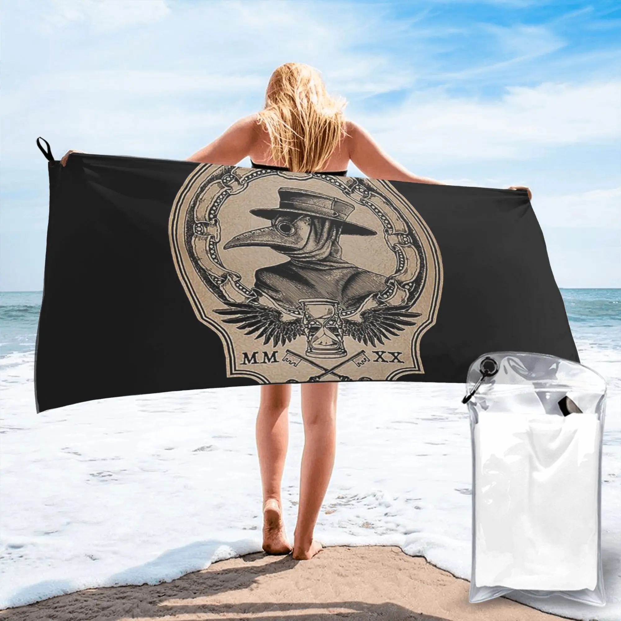 Vintage Plague Doc Beach Towel Soft Microfiber Quick Dry Absorbent Quick Towels For Pool