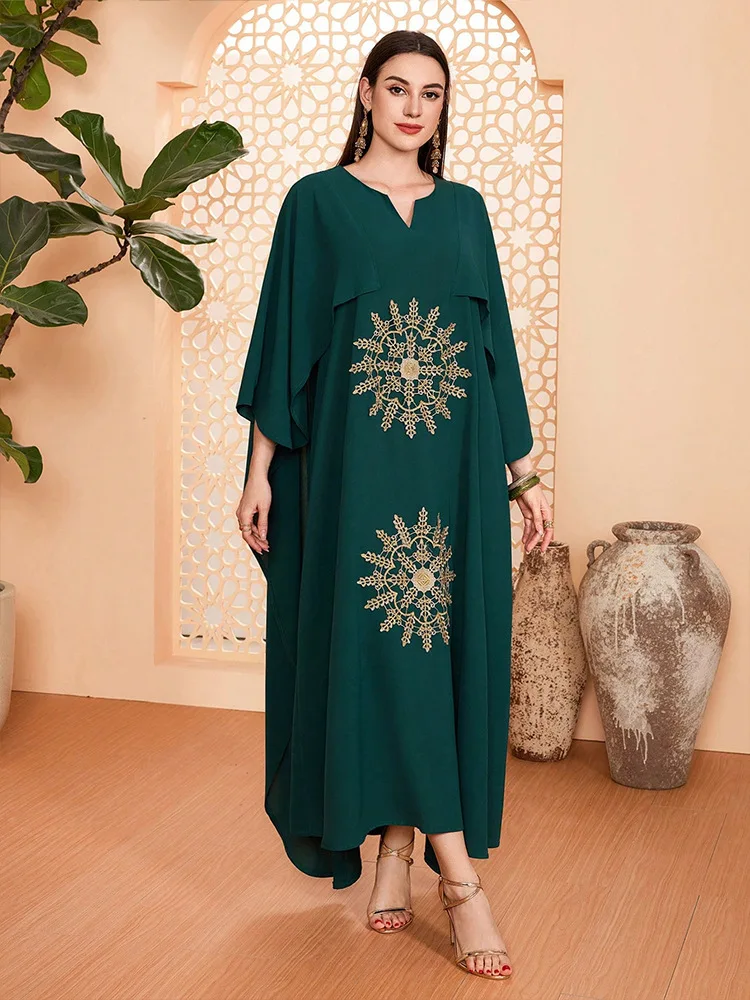 

Muslim Women Loose Maxi Dress Batwing Sleeve Abaya Dubai Kaftan Eid Djellaba Ramadan Islam Jalabiya Caftan Marocain Femme Robe