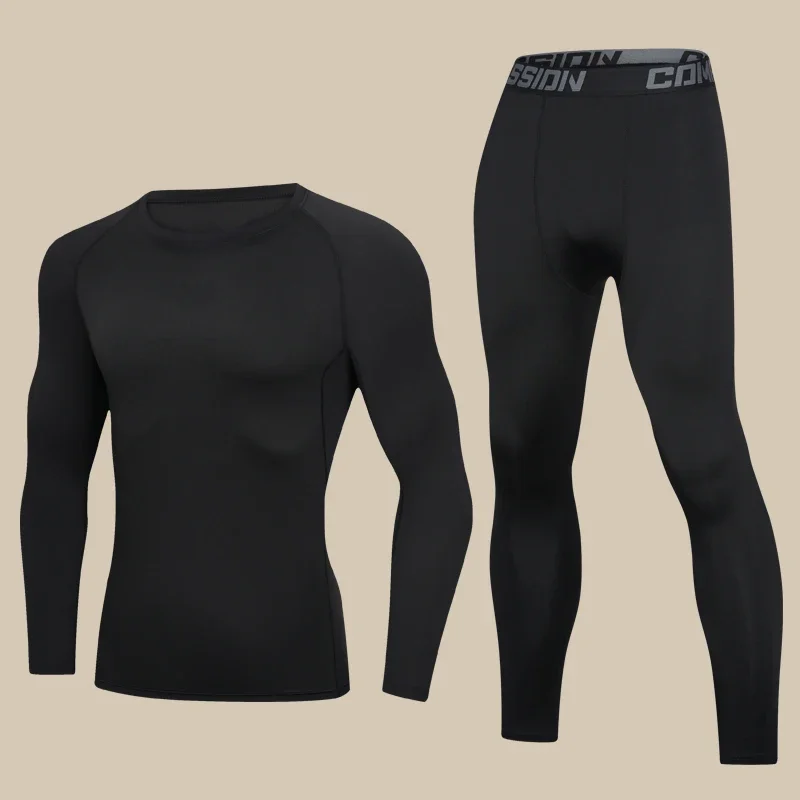 

Осенне-зимняя одежда для фитнеса для мужчин, быстросохнущие облегающие костюмы, тренировочные костюмы для бега с длинными рукавами и спортивные комплекты.