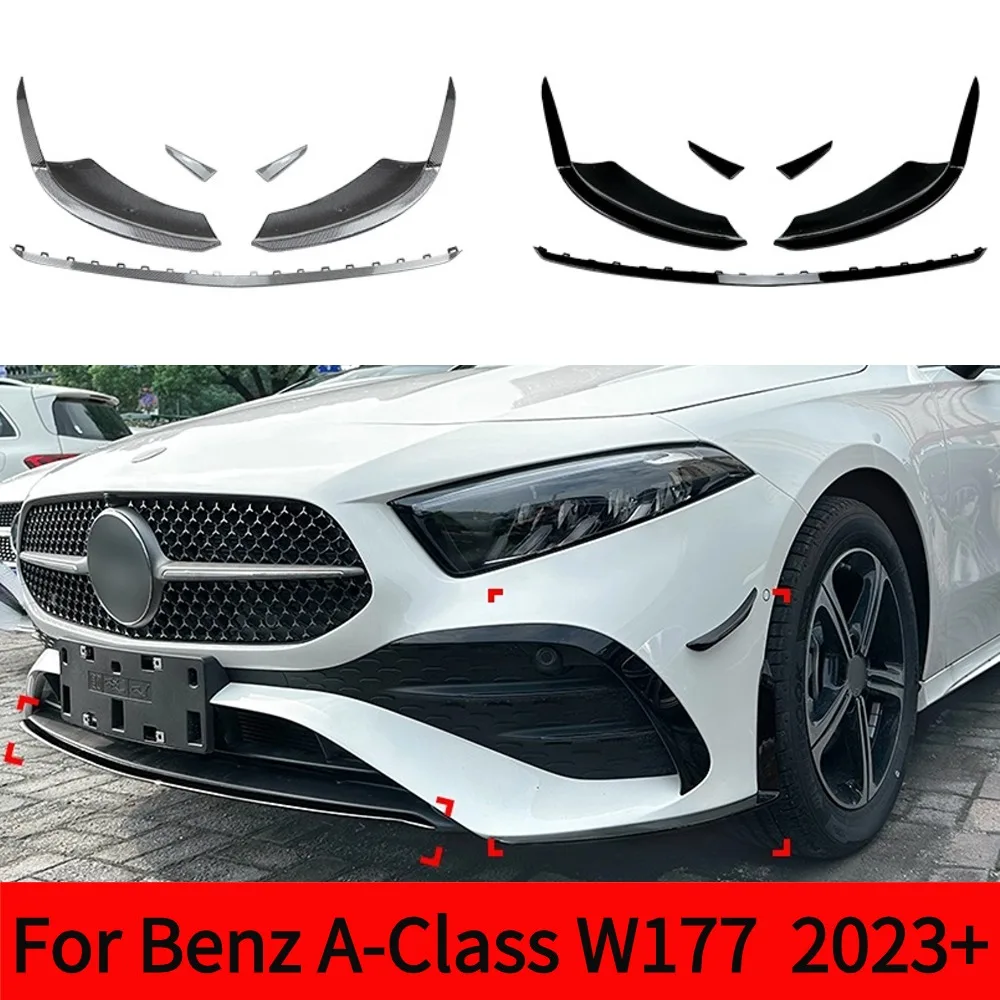 

For Mercedes Benz A-Class W177 2023+A180 A200 A35 AMG Glossy Black front lip front wind blade corner modification
