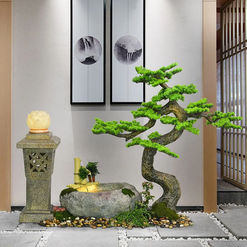 Rockery flowing water ornament courtyard decoration stone trough pool stone landscaping