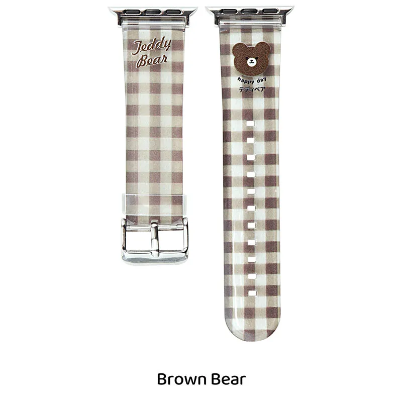 Strap For Apple Watch Band 44mm 45mm 49mm 41mm 40mm 42mm 38mm Cartoon bear For Apple Watch TPU plaid strap 8 7 SE 6 5 Ultra 49mm