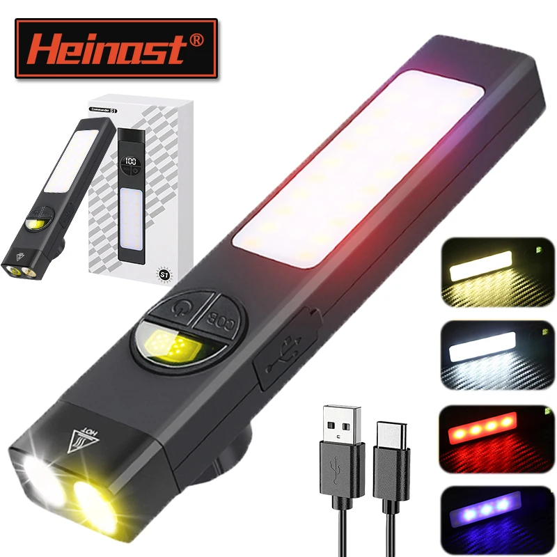 

Super Bright LED Flashlight USB Rechargeable Long-lasting Flashlight Portable Pen Clip Work Light Outdoor Camping Tent COB Torch