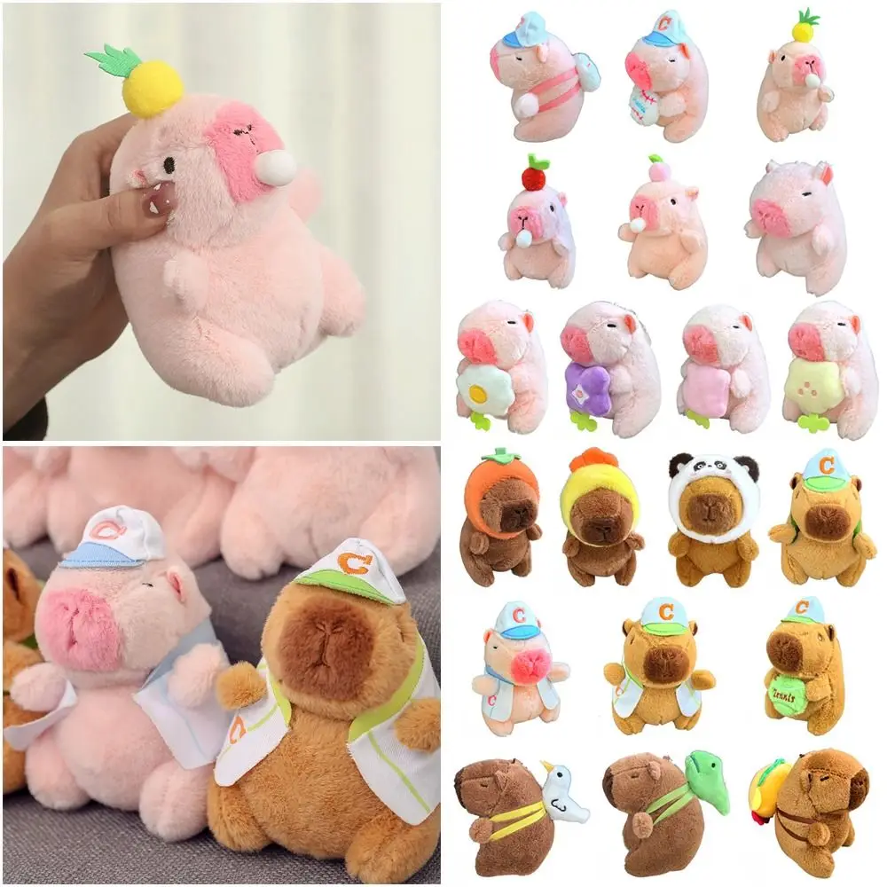 Multicolor Plush Capybara Keychain Cartoon Capybara Toy Simulation Capybara Pendant Cute Accessories Fluffty Animal Doll