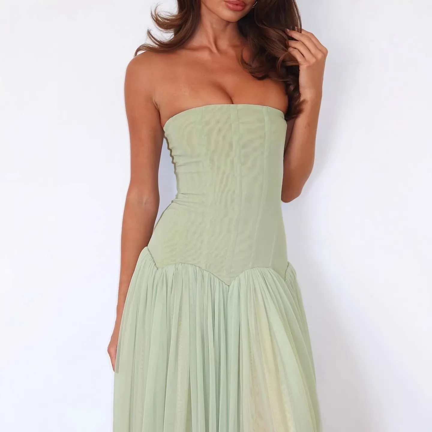Women's Elegant Off Shoulder Backless Long Chiffon Pleated Dress for Wedding Guest Party Prom Wedding Party Party For Wedding