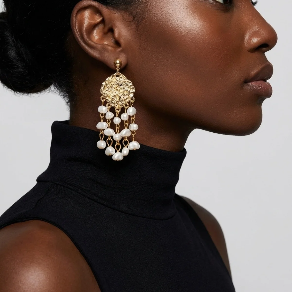 Böhmische geometrische unregelmäßige Imitationsperlen-Quastenohrringe für Damen und Herren, Muschel-Korallen-Strandohrringe, Sommerschmuck – Detail 5