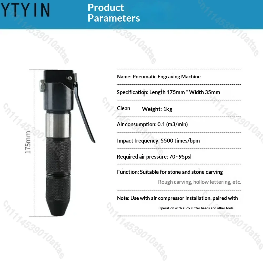 Pneumatic Stone Carving Pen Alloy Engraving Tool Kit For Chiseling Trimming Stone Processing Work Accessory