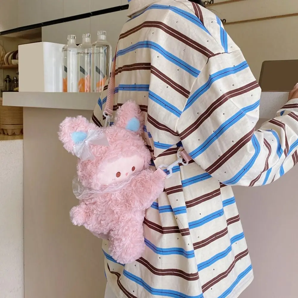 

Soft Lamb Bunny Crossbody Bag Children Backpack Dual-purpose Bag Large Capacity Animal Shoulder Bag Outdoor