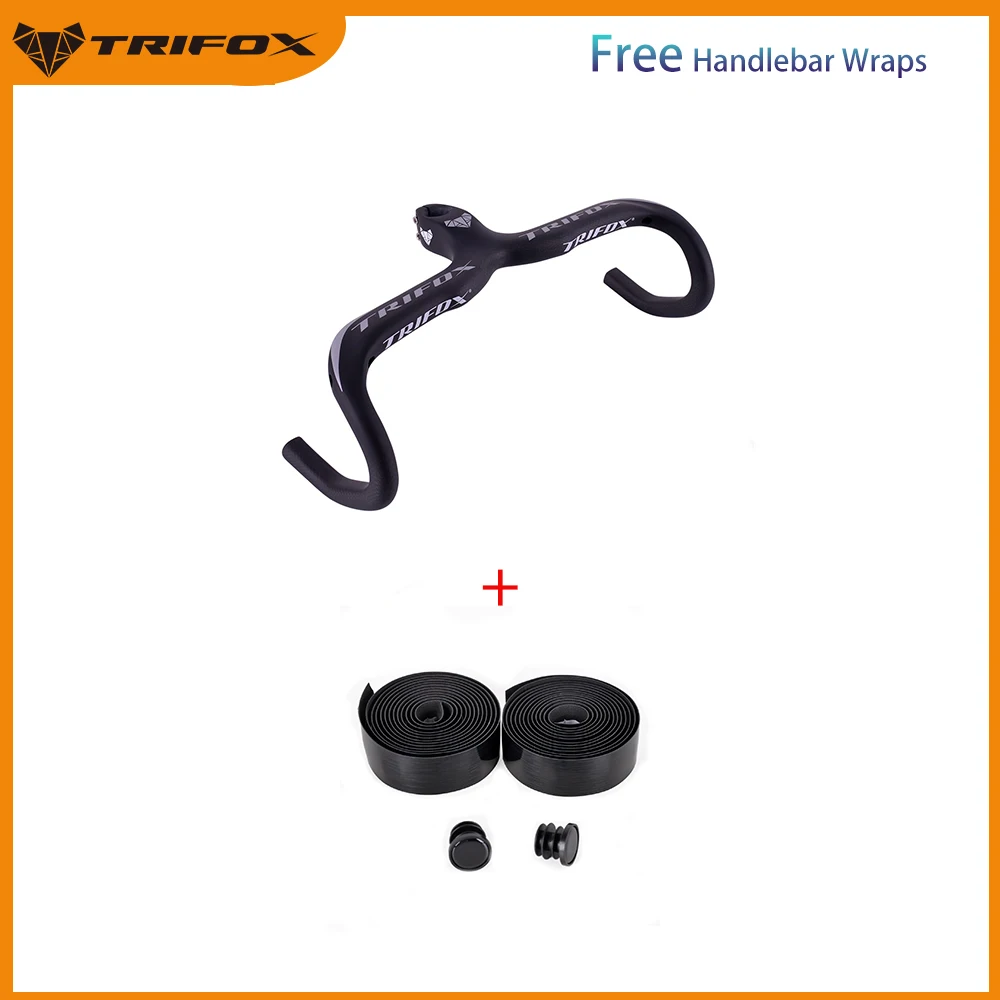 TRIFOX Road Bike Drop Bar Carbon T800 Integrated Bicycle Handlebar 28.6mm 420/440MM Cycling Parts Accessories