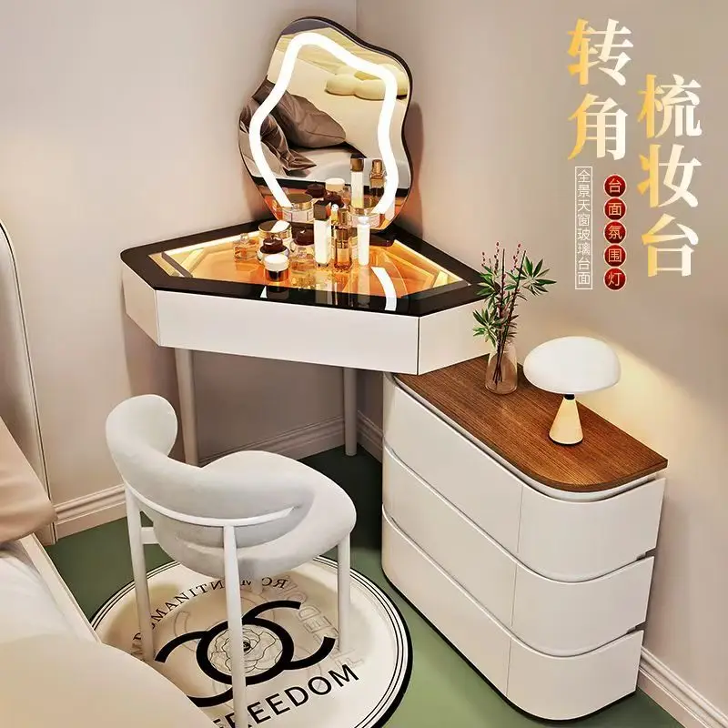 Solid wood small apartment corner dresser, household bedroom corner makeup table bed c