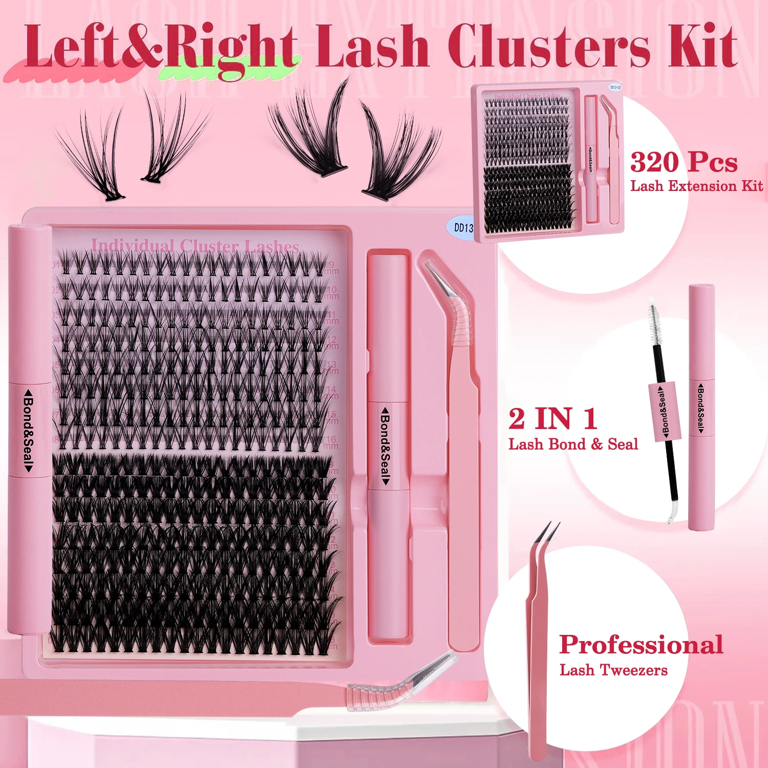 72H Hold False Eyelash Extension Kit - Segmented Mixed Lengths, Magnetic & Hypoallergenic with Tools Set
