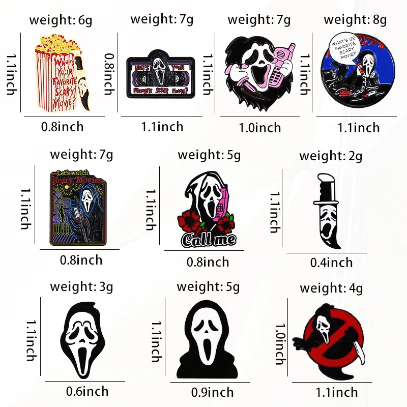 Movie Custom Pines Lapel Badges Gothic Punk Skeleton Jewelry Gift for Friends Call Me Enamel  Brooch What's Your Favorite Scary