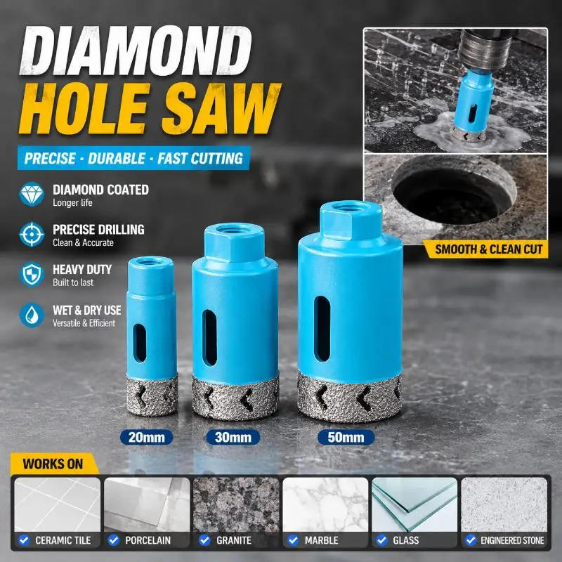 Diamond Coated  Drill Bit Heavy Duty Dry Wet Cutting Smooth Clean Drilling Tool For Tile Marble Granite Glass StoneBH-ELEVEN