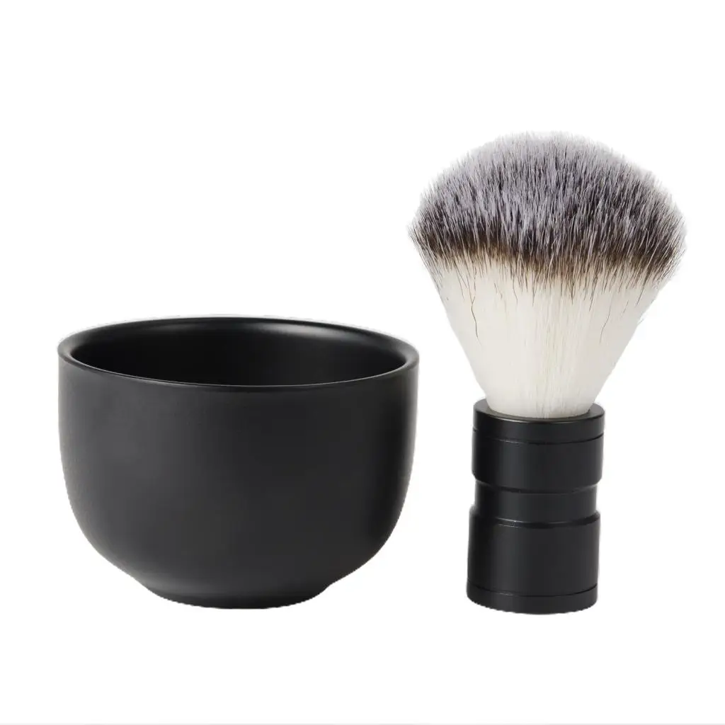 Premium Stainless Steel Double Layer Shave Bowl Mug +Shaving Brush for Men