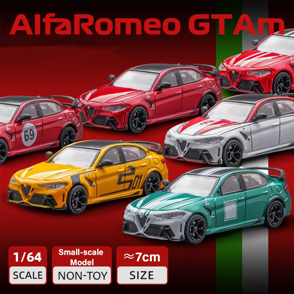 DCT 1/64 Alfa Romeo Giulia GTAm Modelo Carro Esportivo Carros Vintage Diecast Veículo Coleção Brinquedo para Adultos